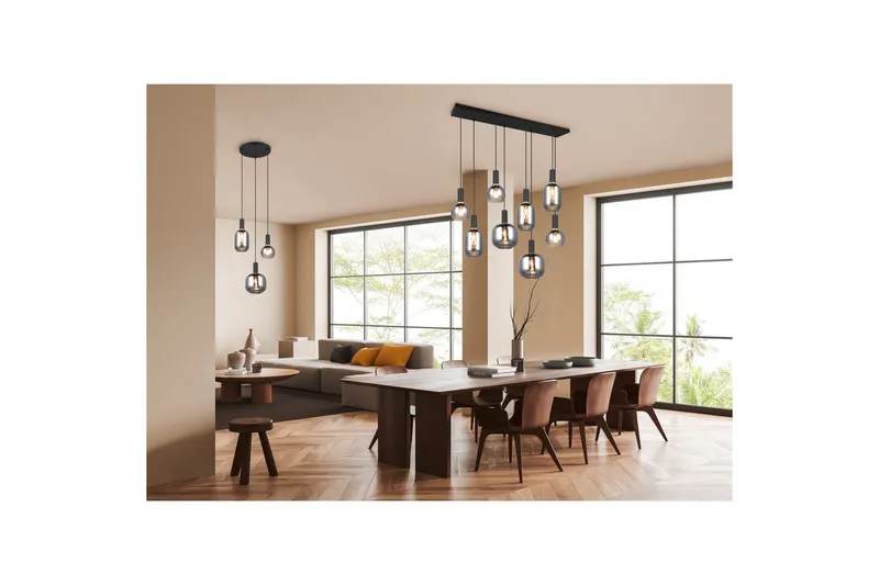 Pendel TRIO Diva 3-del, Mattsvart/kromad - 3-del, Mattsvart/kromad - Products - Belysning - Lampor & belysning inomhus - Taklampa & takbelysning - Kökslampa & taklampa kök