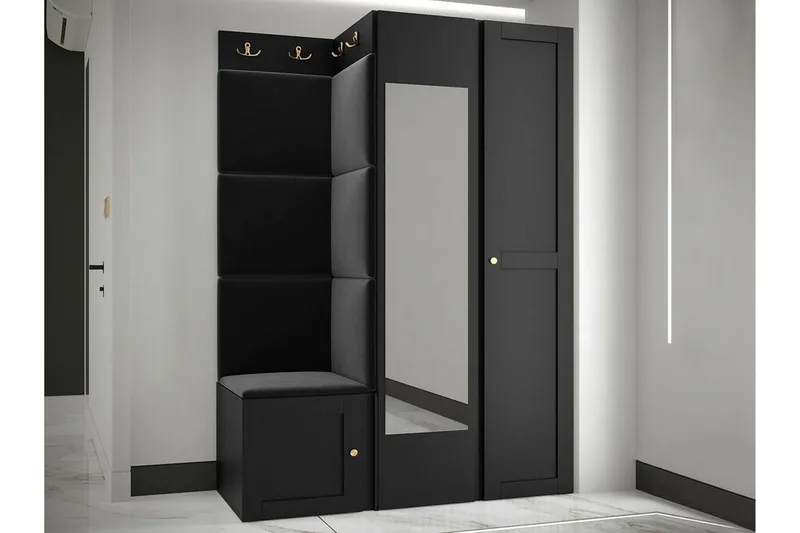 Dunvegan Garderob m. Spegel Black - Products - Förvaring - Garderober & garderobssystem