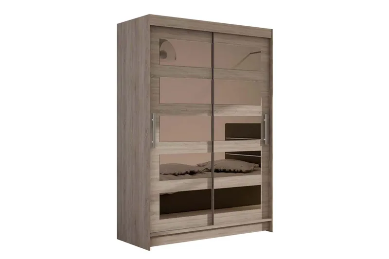 Estella Garderob Skjutdörrar 5-Delad Spegel, Ek