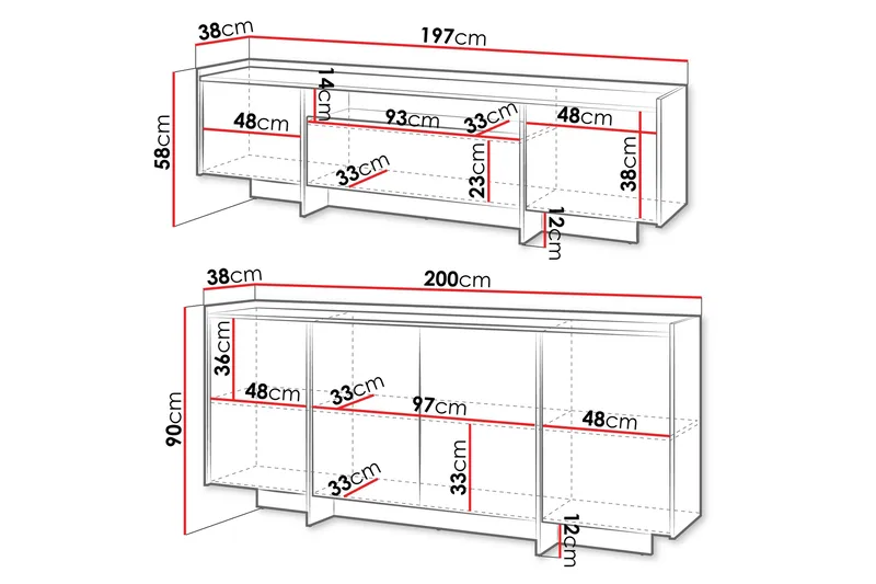 Bellia Möbelset För Vardagsrum - Brun - Products - Förvaring - Förvaringsmöbler - Möbelset för vardagsrum