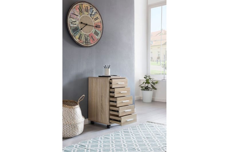 Rullkontejner Wohnling 5 lådor med hjul, folierad spånskiva, modern stil Sonoma - Sonoma - Products - Förvaring - Förvaringsmöbler - Byrå - Hurts