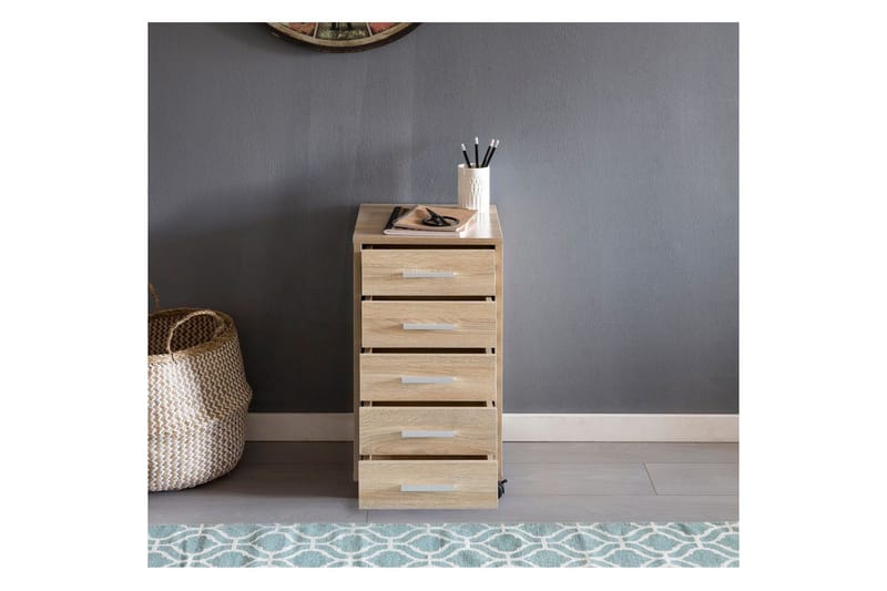 Rullkontejner Wohnling 5 lådor med hjul, folierad spånskiva, modern stil Sonoma - Sonoma - Products - Förvaring - Förvaringsmöbler - Byrå - Hurts