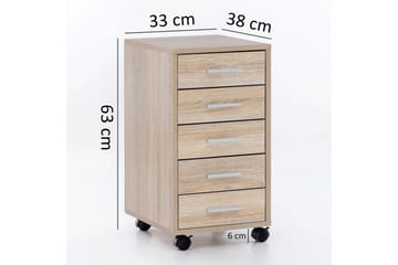 Rullkontejner Wohnling 5 lådor med hjul, folierad spånskiva, modern stil Sonoma - Sonoma - Products - Förvaring - Förvaringsmöbler - Byrå - Hurts