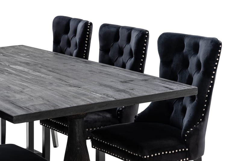 Dijon Matgrupp 200 cm inkl 6 Bergviken Stolar Sammet - Brun / Svart / Sammet - Products - Förvaring - Förvaringsmöbler - Sideboard & skänk