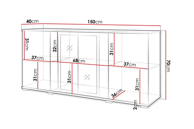 Gamal Skänk 150x40 cm - Svart/Brun - Products - Förvaring - Förvaringsmöbler - Sideboard & skänk