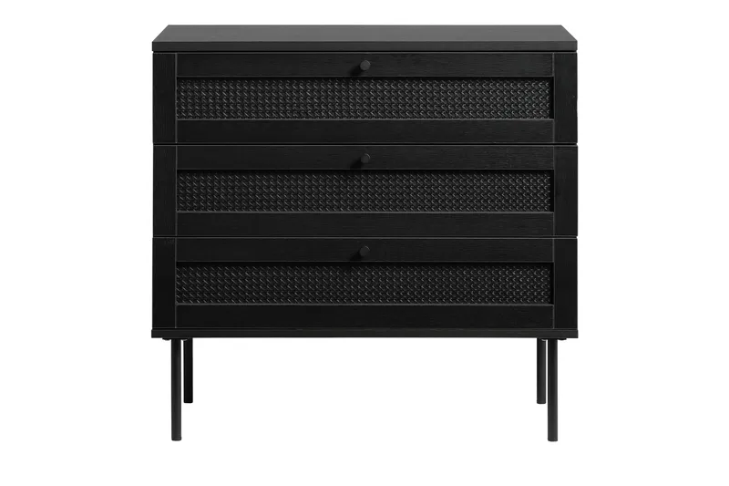 Kamello Förvaringskista med tre lådor 80 cm, Svart