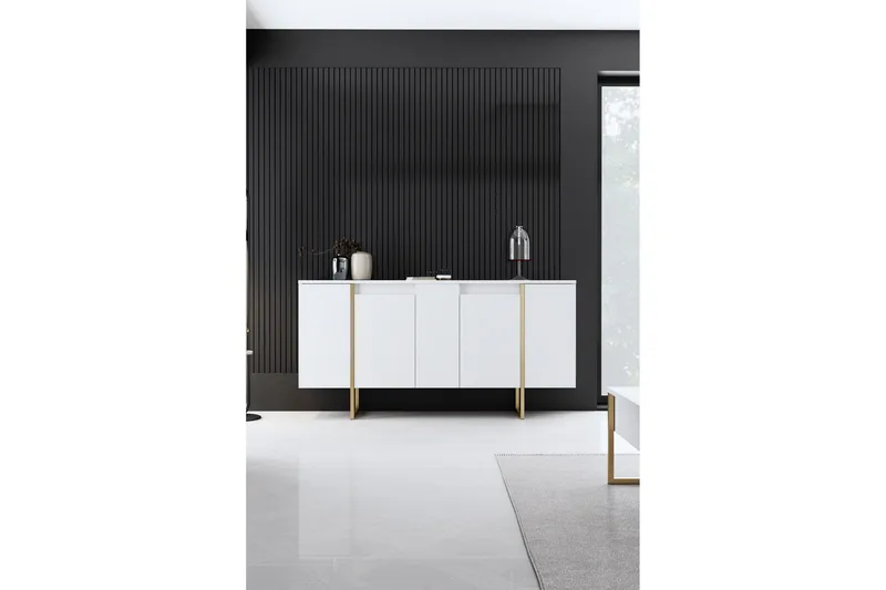 Luxe Konsollbord 160 cm - Vit/Guld - Products - Förvaring - Förvaringsmöbler - Sideboard & skänk