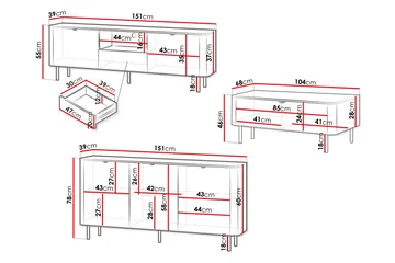 Pollena Möbelset För Vardagsrum - Brun - Products - Förvaring - Förvaringsmöbler - Möbelset för vardagsrum