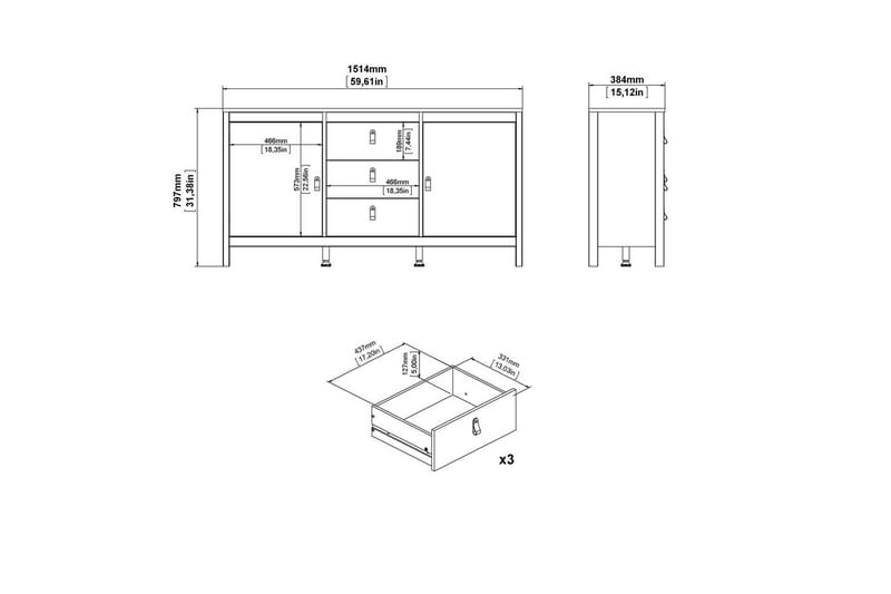 Vallvidera Skänk 151x38 cm - Beige - Products - Förvaring - Förvaringsmöbler - Sideboard & skänk
