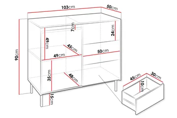 Vanlig byrå utan överskåp Cabinet Ozmi 1D3SZ Black - Products - Förvaring - Förvaringsmöbler - Byrå