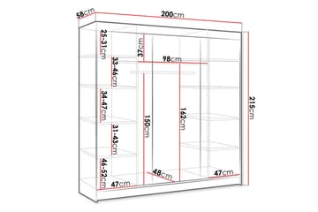 Cyria Garderob 200x215 cm - Svart - Products - Förvaring - Garderober & garderobssystem - Garderobsskåp