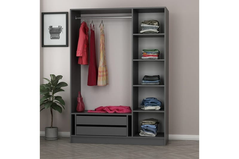Fruitland Garderob 135 cm - Antracit - Products - Förvaring - Garderober & garderobssystem - Garderobsskåp