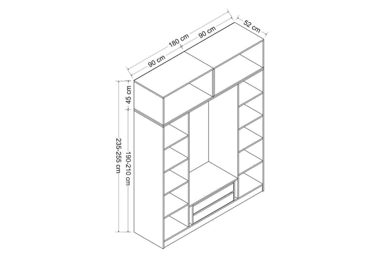 Fruitland Garderob 180 cm - Brun - Products - Förvaring - Garderober & garderobssystem - Garderobsskåp