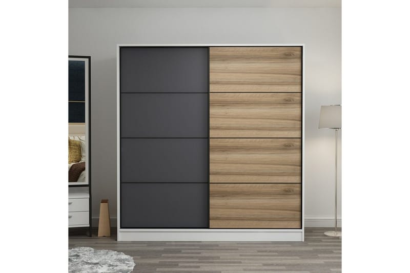 Fruitland Garderob 180 cm, Grå/Brun