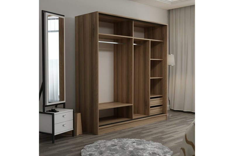 Fruitland Garderob 180 cm - Grå/Brun/Ek - Products - Förvaring - Garderober & garderobssystem - Garderobsskåp