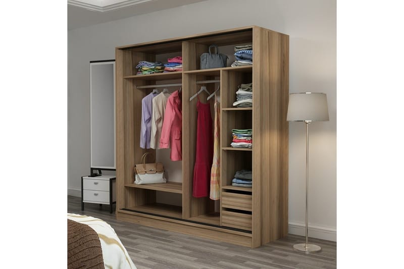Fruitland Garderob 180 cm - Grå/Ek - Products - Förvaring - Garderober & garderobssystem - Garderobsskåp