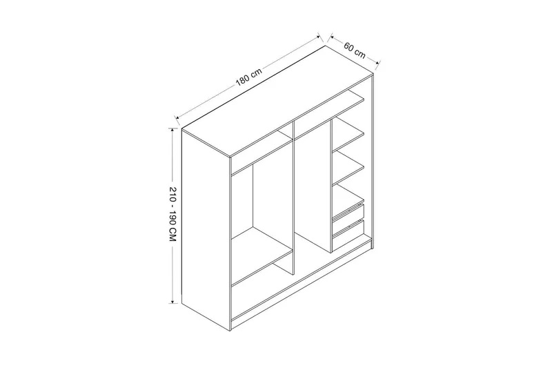 Fruitland Garderob 180 cm - Grå/Vit - Products - Förvaring - Garderober & garderobssystem - Garderobsskåp