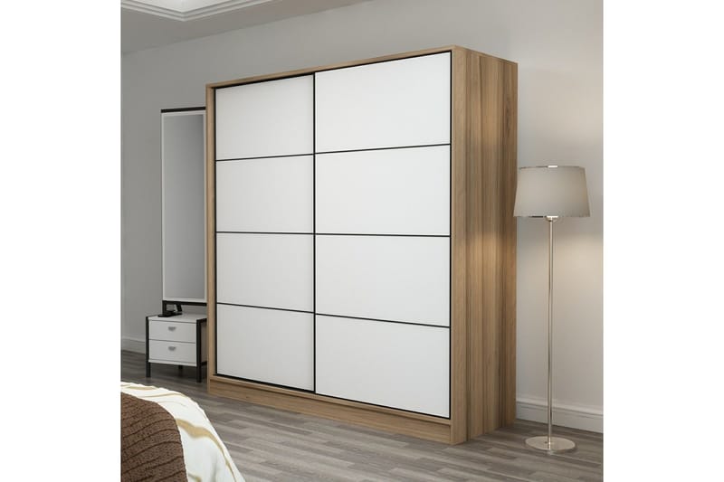 Fruitland Garderob 180 cm - Vit/ek - Products - Förvaring - Garderober & garderobssystem - Garderobsskåp