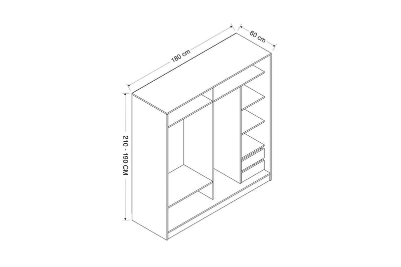 Fruitland Garderob 180 cm - Vit/ek - Products - Förvaring - Garderober & garderobssystem - Garderobsskåp
