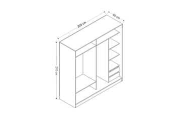 Fruitland Garderob 220 cm - Grå/Brun/Ek - Products - Förvaring - Garderober & garderobssystem - Garderobsskåp