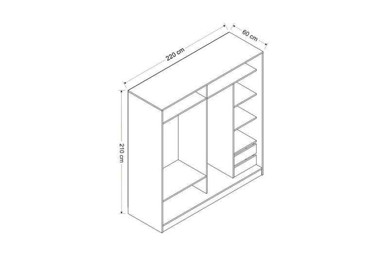 Fruitland Garderob 220 cm - Grå/Vit - Products - Förvaring - Garderober & garderobssystem - Garderobsskåp