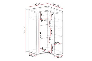 Indianapolis Garderob 106x58x192 cm - Vit - Products - Förvaring - Garderober & garderobssystem - Hörngarderob