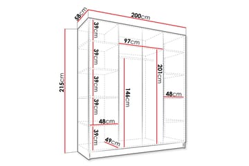 Vadstena Garderob 200 cm - Vit/Guld - Products - Förvaring - Garderober & garderobssystem - Garderobsskåp