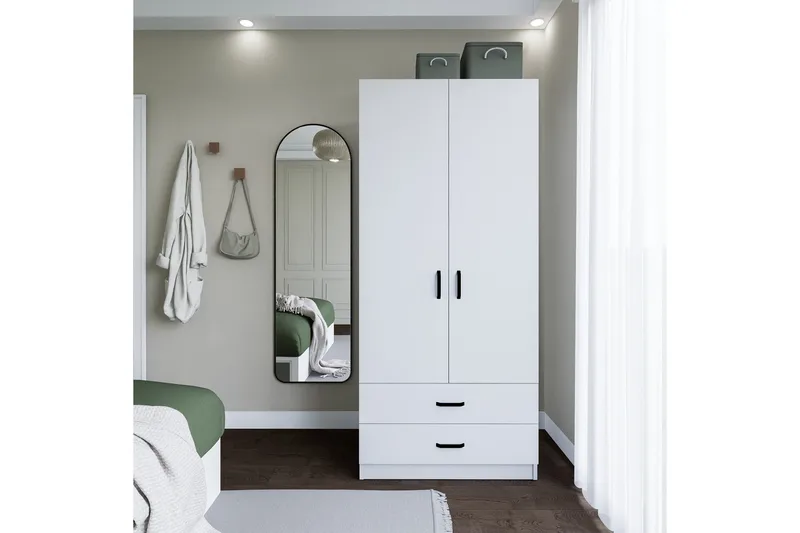 Yaman Garderob 80x182 cm - Mattvit - Products - Förvaring - Garderober & garderobssystem - Garderobsskåp