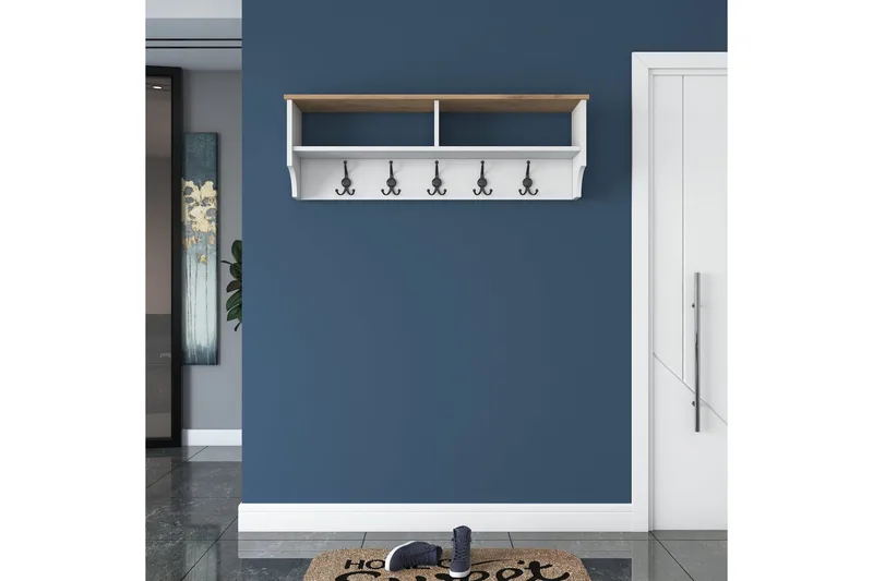 Caraway Hatthylla 120x22,2 cm Vit/Brun - Hanah Home - Products - Förvaring - Hylla - Hatthylla