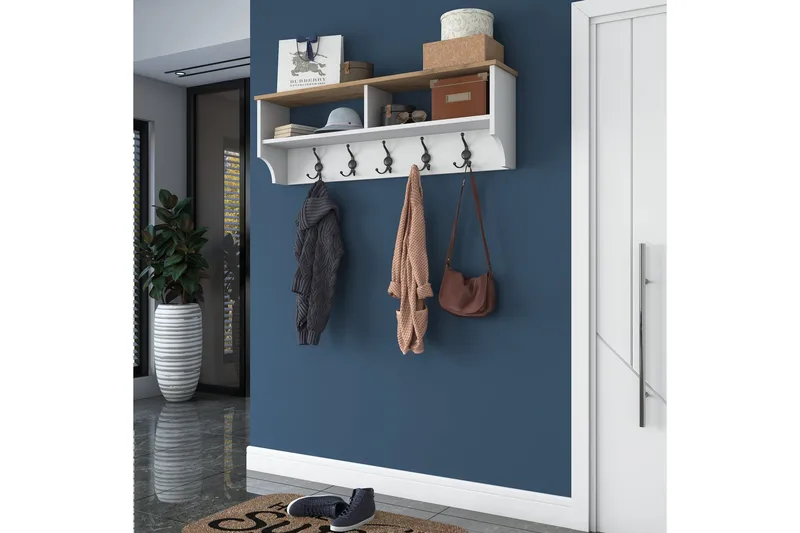 Caraway Hatthylla 120x22,2 cm Vit/Brun - Hanah Home - Products - Förvaring - Hylla - Hatthylla