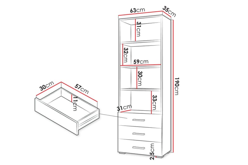 Lindesberg Bokhylla 63 cm - Vit - Products - Förvaring - Hylla - Bokhylla