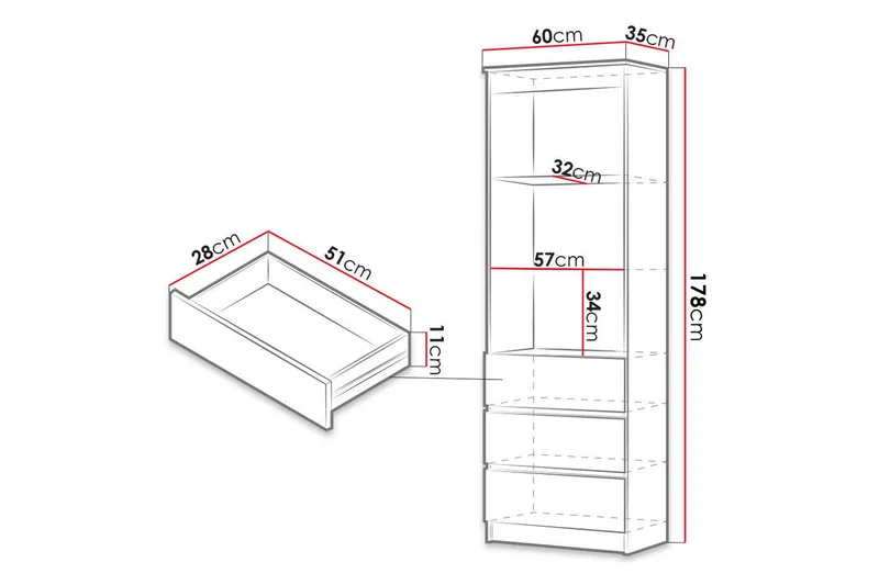 Office Hylla 60x35x180 cm - Vit - Products - Förvaring - Hylla - Bokhylla