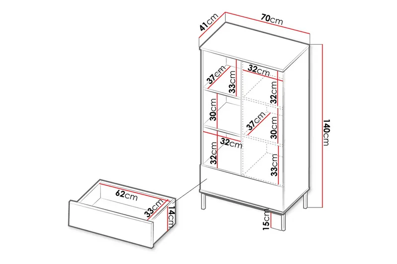 Querty Bokhylla 70x140x41 cm - Svart - Products - Förvaring - Hylla - Bokhylla