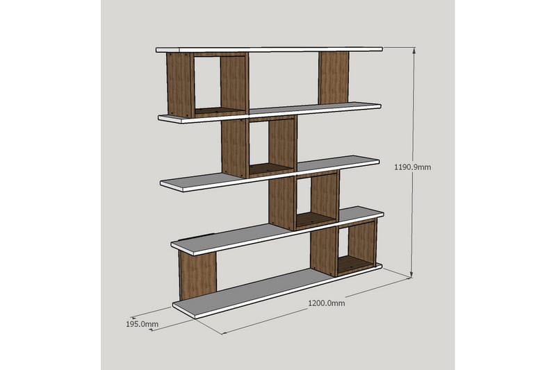Windlar Vägghylla - Valnöt/Vit - Products - Förvaring - Hylla - Bokhylla