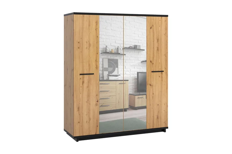 Ines Garderob 60x180 cm, Ek/Svart