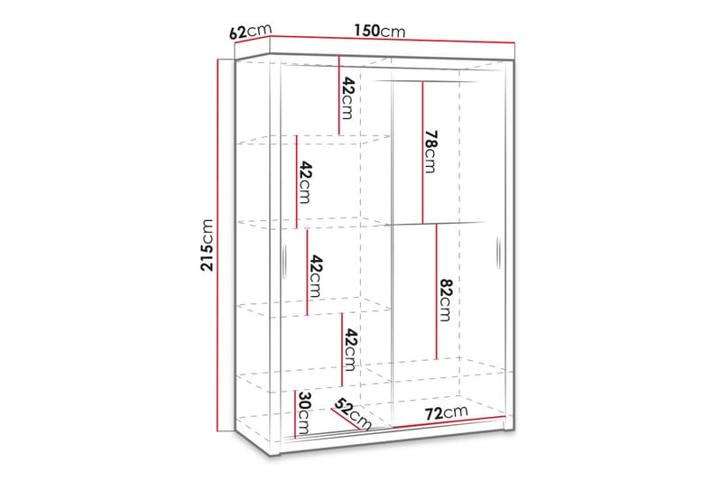 Julissa Garderob 150 cm med Spegel - Natur - Products - Förvaring - Garderober & garderobssystem