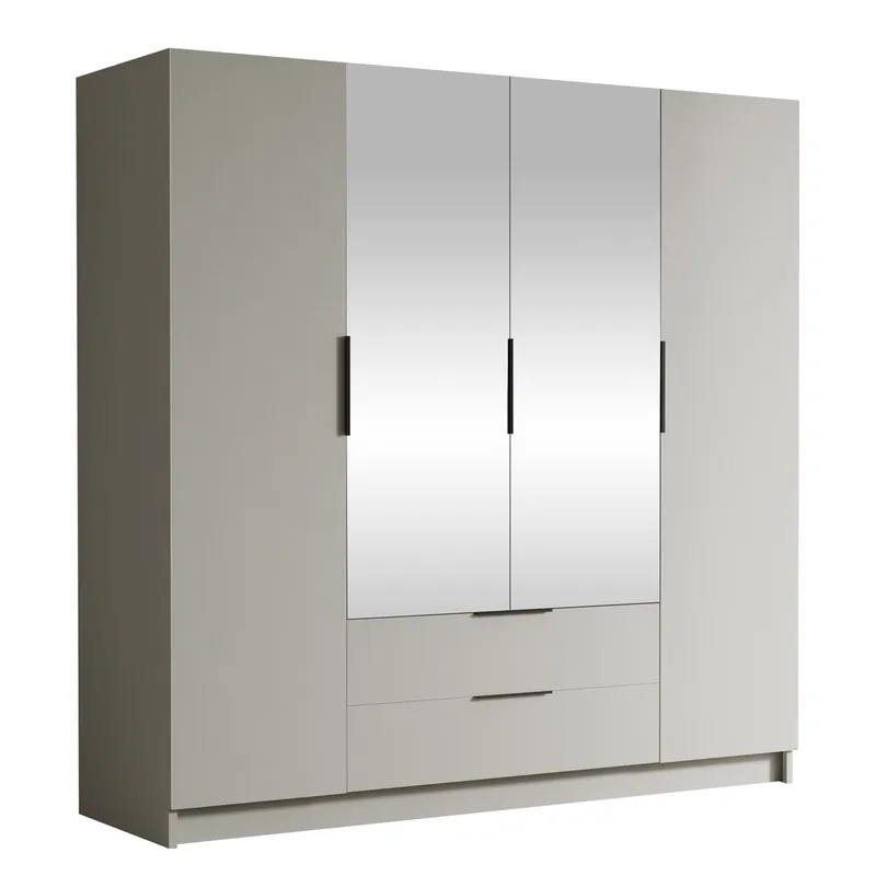 Kelros Garderob med Spegel 200x216 cm, Beige