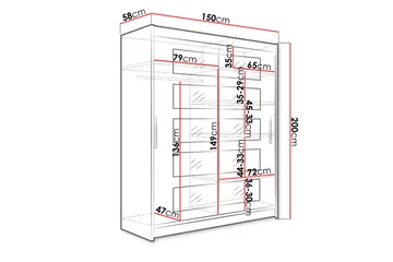 Leila Garderob med Spegel 150x200 cm - Vit - Products - Förvaring - Garderober & garderobssystem