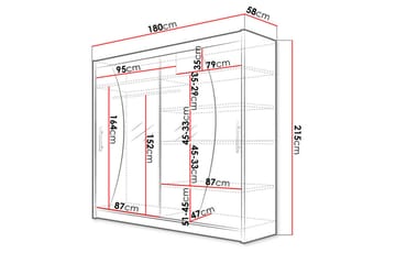 Prag Garderob 180x57x215 cm - Beige|Vit - Products - Förvaring - Garderober & garderobssystem