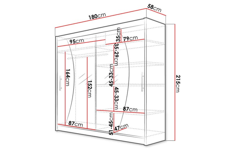 Prag Garderob 180x57x215 cm - Beige|Vit - Products - Förvaring - Garderober & garderobssystem