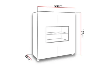 Frick Vitrinskåp Vit LED Belysning 35 cm djup 100 cm bred 107 cm hög Ljust Trä Glas - Vit Högglans/Vit Led-Belysning - Products - Förvaring - Skåp - Vitrinskåp