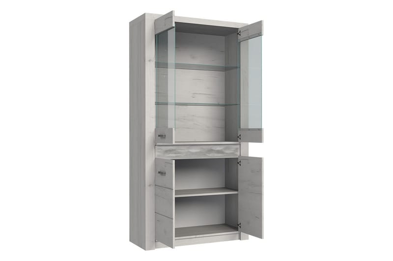 Indianapolis Vitrinskåp 96x42x192 cm - Vit - Products - Förvaring - Skåp - Vitrinskåp