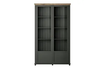 Ivreri Vitrinskåp 42 cm djup 126 cm bred 200 cm hög Mörkt Trä - Khaki/Natur - Products - Förvaring - Skåp - Vitrinskåp