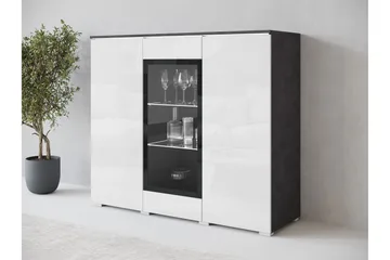 Sherie Vitrinskåp 120x104 cm - Vit/Grå - Products - Förvaring - Skåp - Vitrinskåp