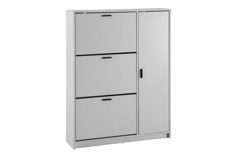 Skoskåp Wohnling med 3 fällbara fack 1 dörr melaminbelagd MDF modern