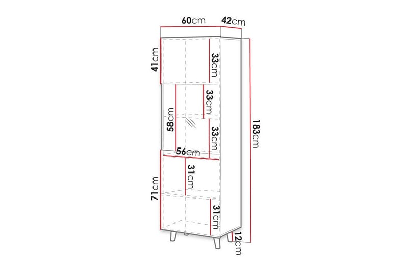 Strontian Vitrinskåp 183 cm Scandinavian Choice Anthracite/Black - Products - Förvaring - Skåp - Vitrinskåp