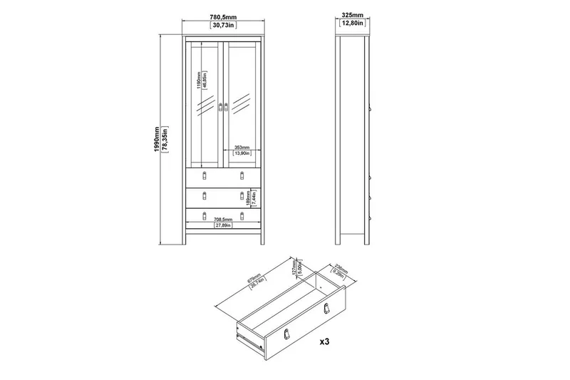 Vallvidera Vitrinskåp 78x199 cm - Beige - Products - Förvaring - Skåp - Vitrinskåp