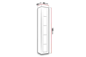 Veria Smalt Vitrinskåp Vit LED Belysning 30 cm djup 40 cm bred 180 cm hög Mörkt Trä Glas - Natur/Svart - Products - Förvaring - Skåp - Vitrinskåp