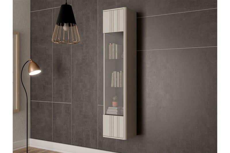 Zalricus Vitrinskåp 36x164 cm - Beige - Products - Förvaring - Skåp - Vitrinskåp