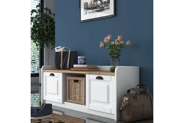 Caraway Skobänk 120x45 cm Vit/Brun - Hanah Home - Products - Förvaring - Skoförvaring - Skobänk & skohylla med bänk